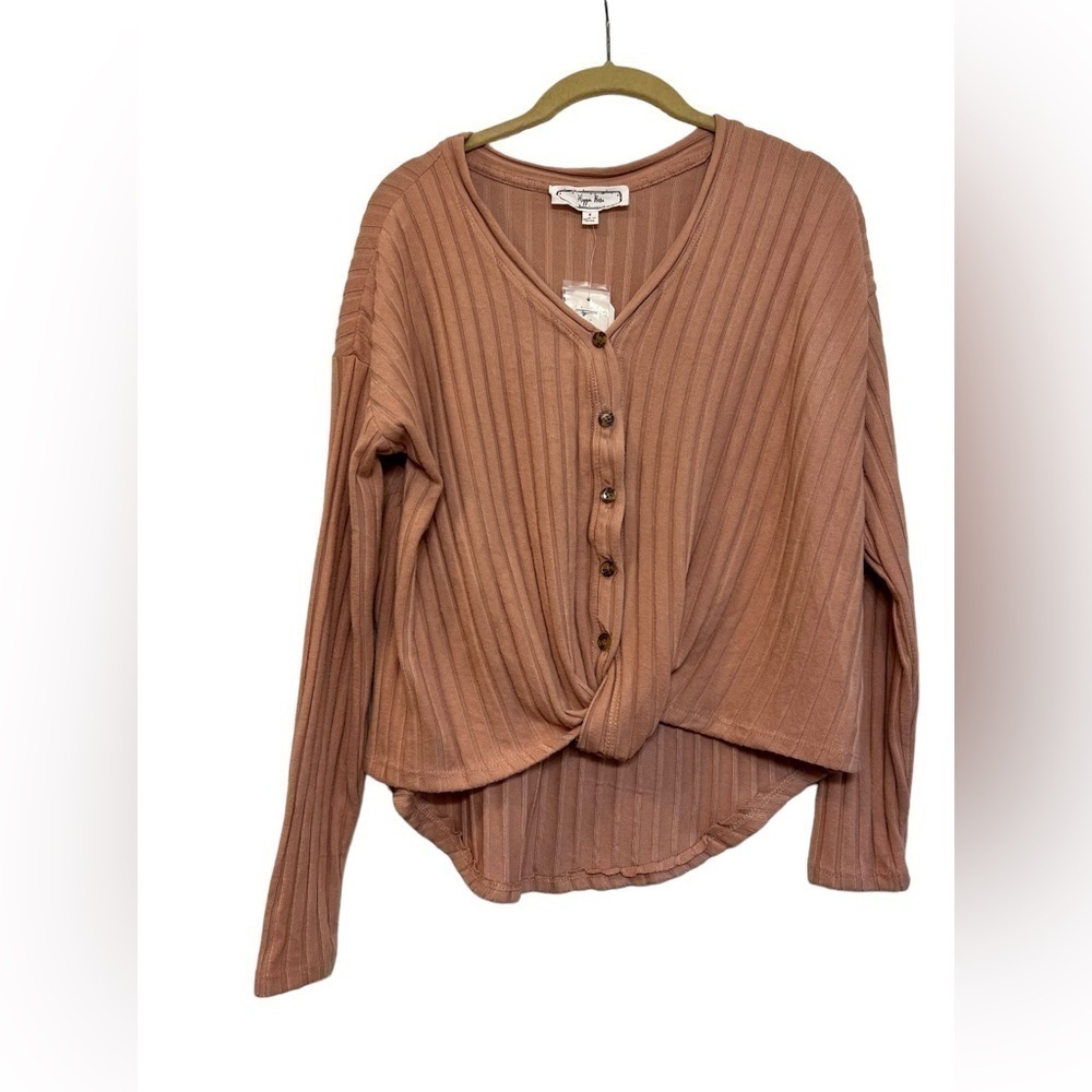 Hippie Rose Ribbed Twist Hem Top